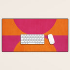 Hot Pink Orange Semicircles Modern Original Art Desk Mat Gallery Image 1