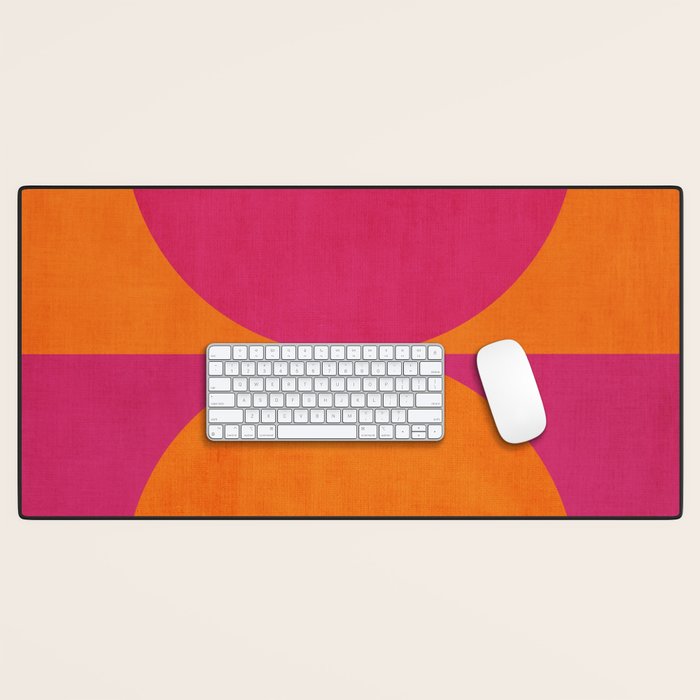 Hot Pink Orange Semicircles Modern Original Art Desk Mat Gallery Image 1
