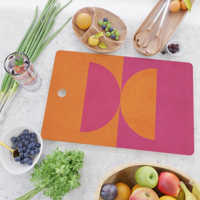 Hot Pink Orange Semicircles Modern Original Art Cutting Board Gallery Image 2