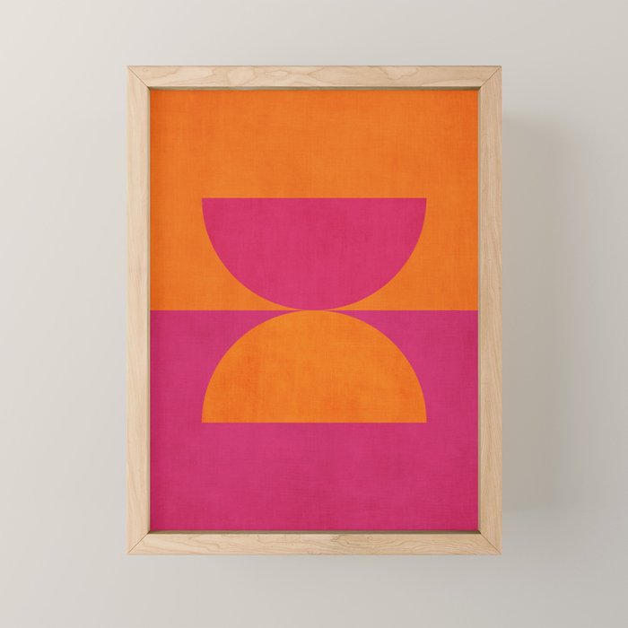 Hot Pink Orange Semicircles Modern Original Art Mini Art Print Gallery Image 1