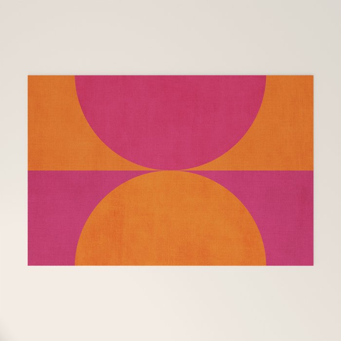 Hot Pink Orange Semicircles Modern Original Art Welcome Mat Gallery Image 1