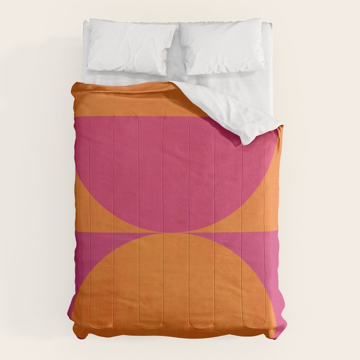 Hot Pink Orange Semicircles Modern Original Art Comforter Gallery Image 6