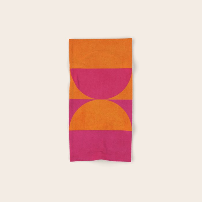 Hot Pink Orange Semicircles Modern Original Art Bath Towel Gallery Image 1