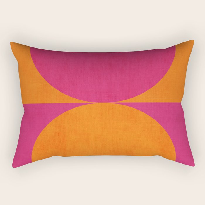Hot Pink Orange Semicircles Modern Original Art Rectangular Pillow Gallery Image 1