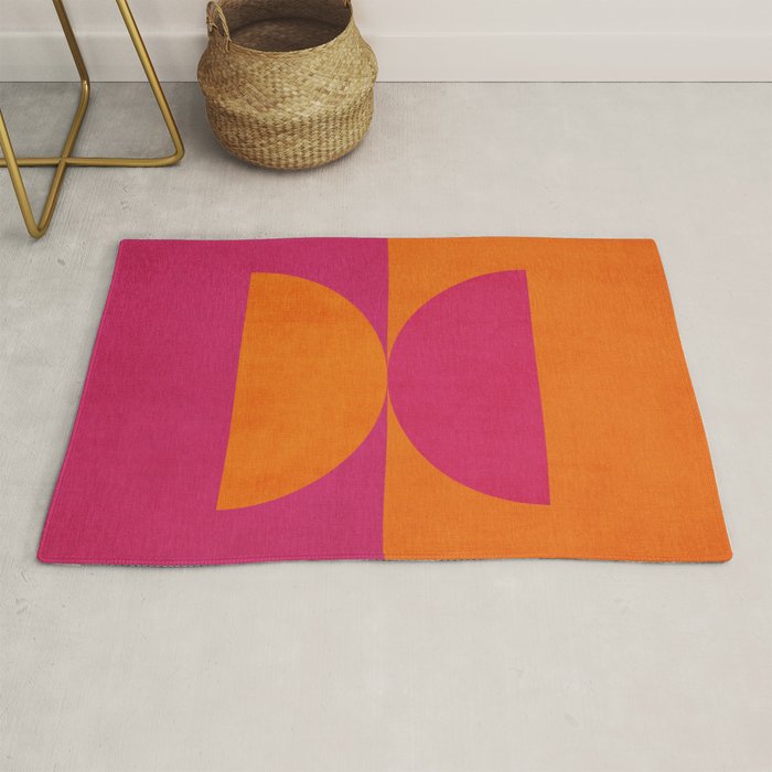 Hot Pink Orange Semicircles Modern Original Art Rug Gallery Image 1
