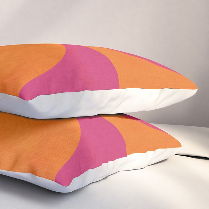 Hot Pink Orange Semicircles Modern Original Art Pillow Sham Gallery Image 3