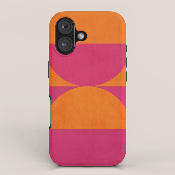 Hot Pink Orange Semicircles Modern Original Art iPhone Case Gallery Image 1