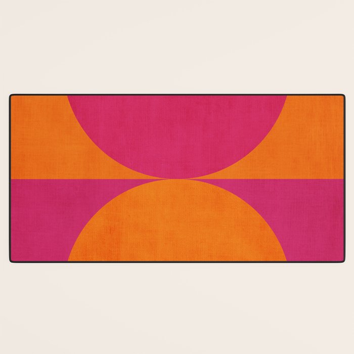 Hot Pink Orange Semicircles Modern Original Art Desk Mat Gallery Image 3