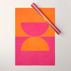 Hot Pink Orange Semicircles Modern Original Art Wrapping Paper Gallery Image 1