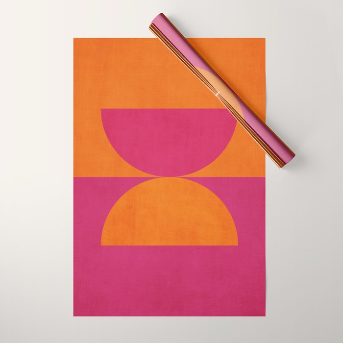 Hot Pink Orange Semicircles Modern Original Art Wrapping Paper Gallery Image 1