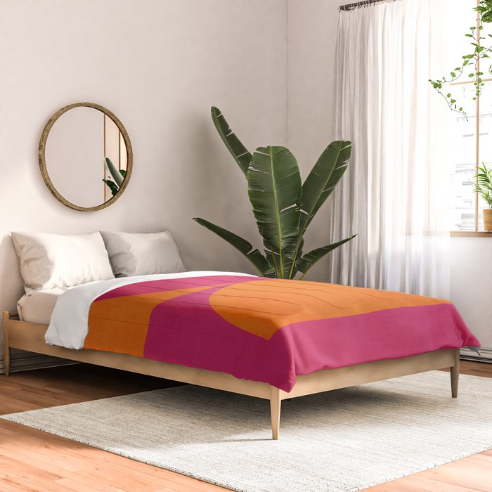 Hot Pink Orange Semicircles Modern Original Art Comforter Gallery Image 2