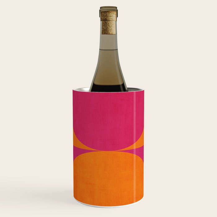 Hot Pink Orange Semicircles Modern Original Art Wine Chiller Gallery Image 1