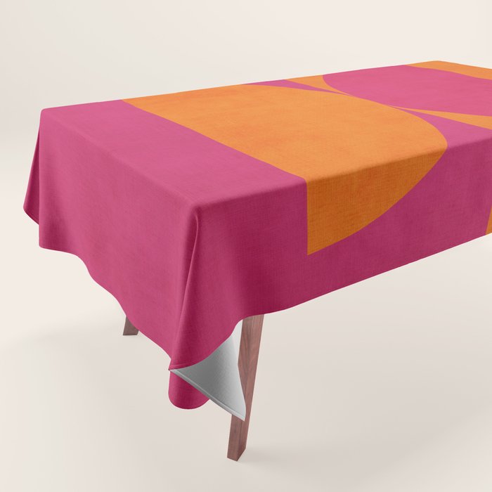 Hot Pink Orange Semicircles Modern Original Art Tablecloth Gallery Image 1