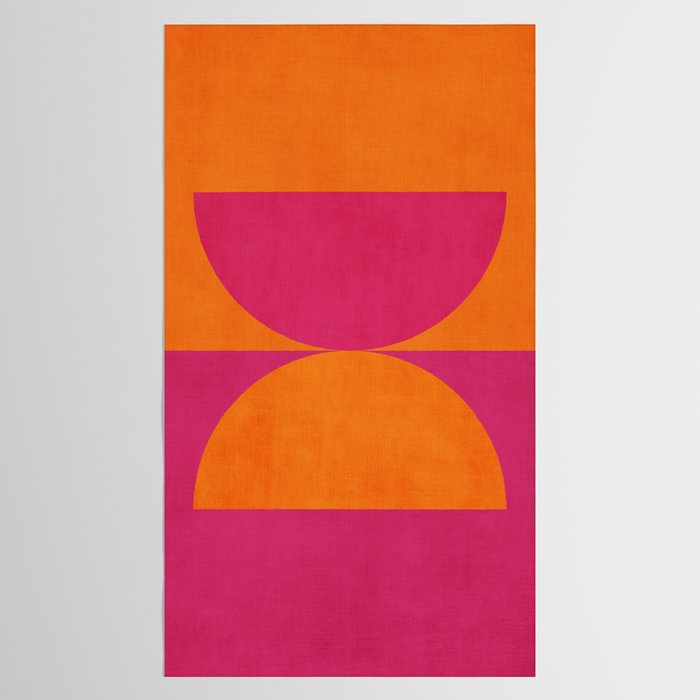 Hot Pink Orange Semicircles Modern Original Art Tablecloth Gallery Image 2