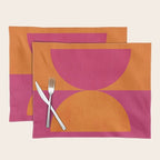 Hot Pink Orange Semicircles Modern Original Art Placemat Gallery Image 1