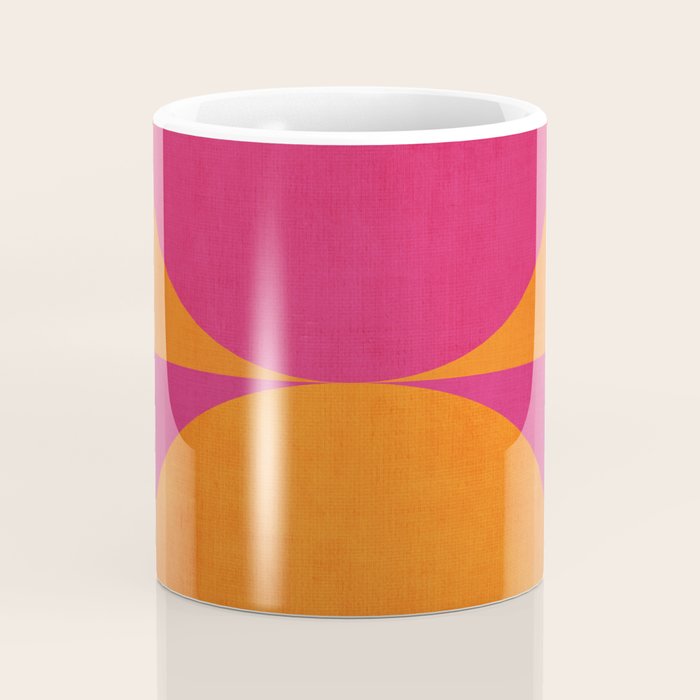 Hot Pink Orange Semicircles Modern Original Art Coffee Mug Gallery Image 4