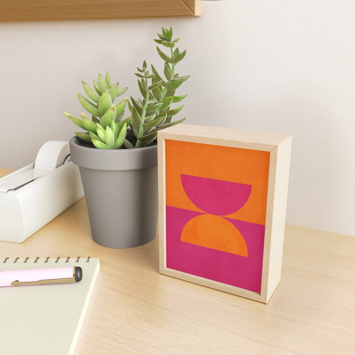 Hot Pink Orange Semicircles Modern Original Art Mini Art Print Gallery Image 2