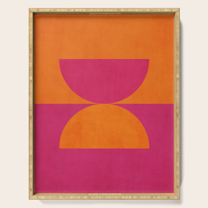 Hot Pink Orange Semicircles Modern Original Art Serving Tray Gallery Image 1