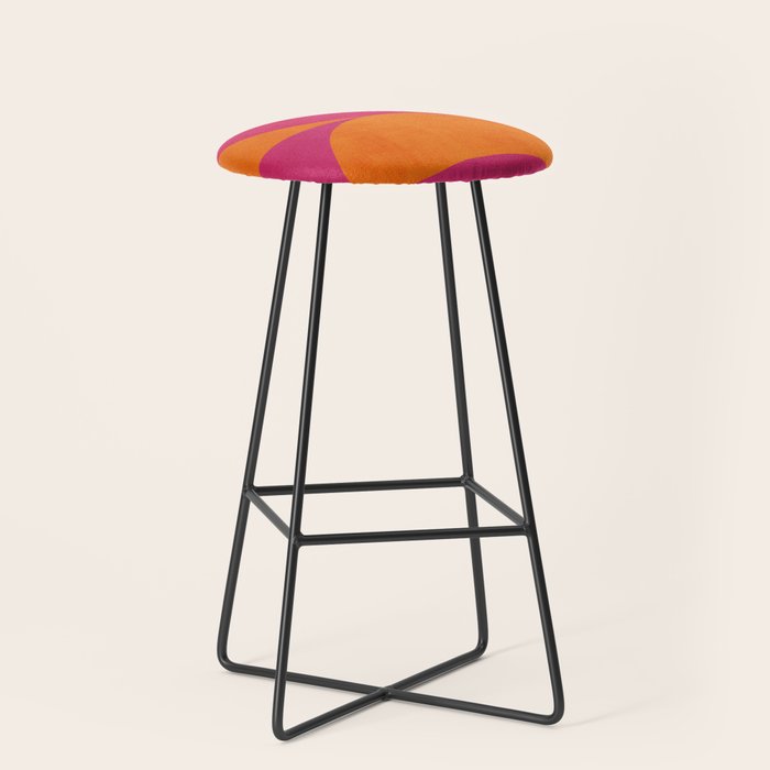Hot Pink Orange Semicircles Modern Original Art Stool Gallery Image 1