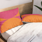 Hot Pink Orange Semicircles Modern Original Art Pillow Sham Gallery Image 2