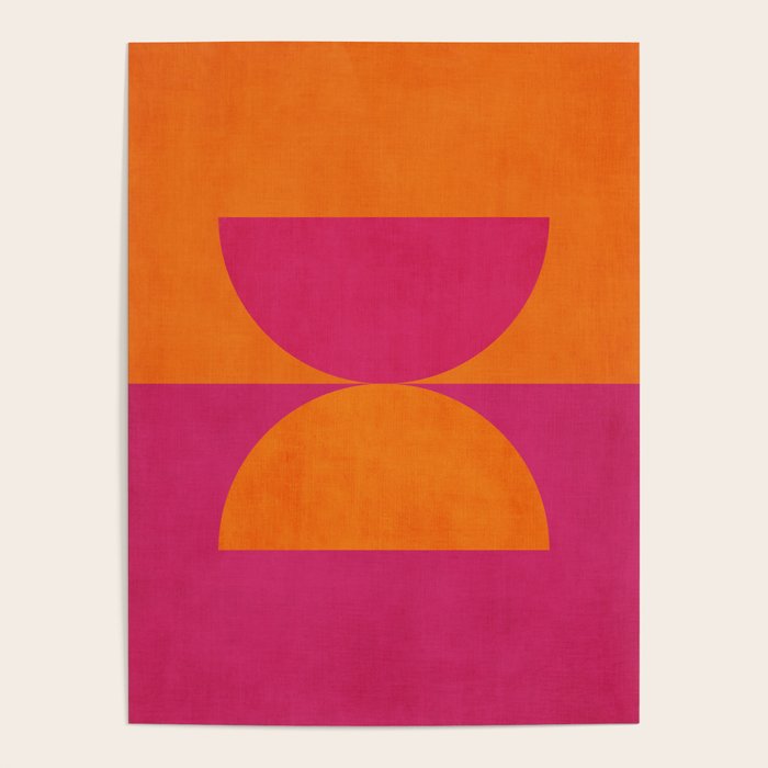 Hot Pink Orange Semicircles Modern Original Art Poster Gallery Image 4