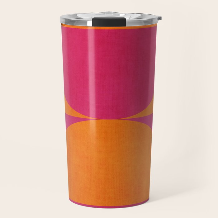 Hot Pink Orange Semicircles Modern Original Art Travel Mug Gallery Image 1