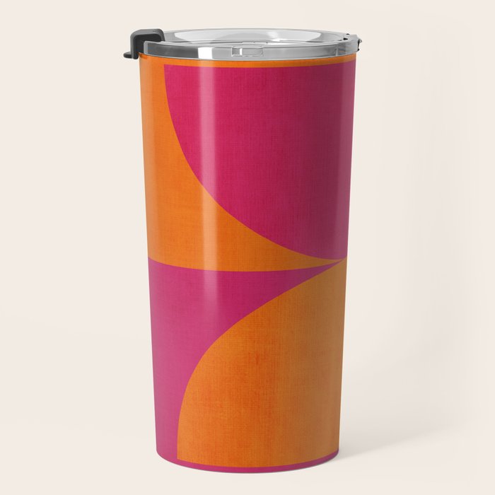 Hot Pink Orange Semicircles Modern Original Art Travel Mug Gallery Image 3