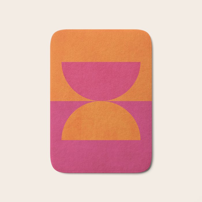 Hot Pink Orange Semicircles Modern Original Art Bath Mat Gallery Image 1