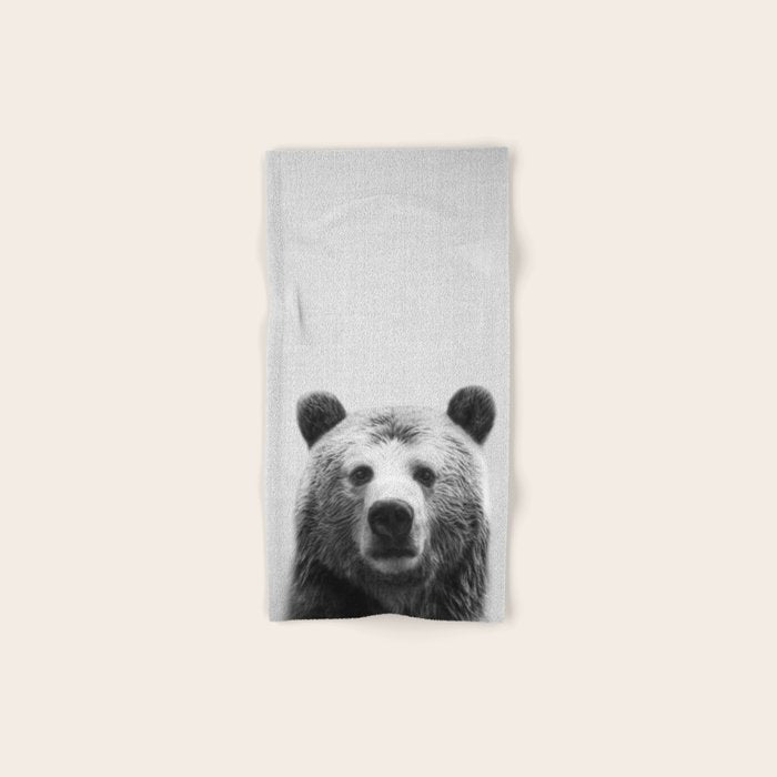 Bear - Black & White Bath Towel Gallery Image 1