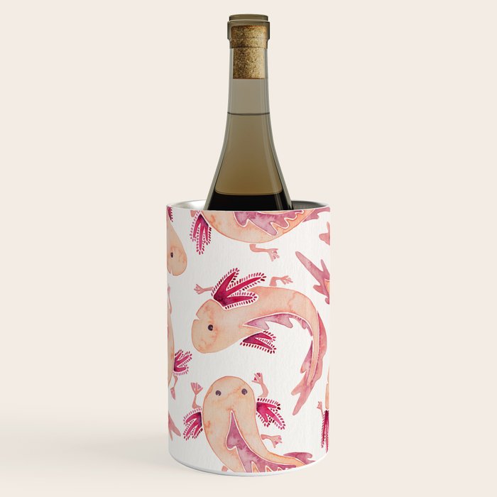 Mexican Axolotls Watercolor Wine Chiller Gallery Image 3