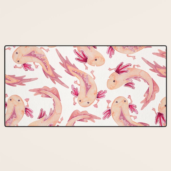 Mexican Axolotls Watercolor Desk Mat Gallery Image 3