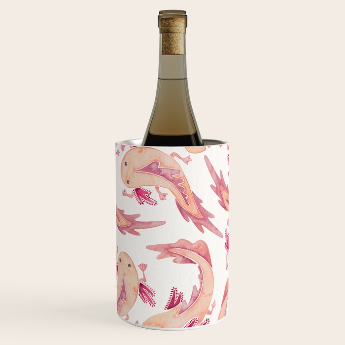 Mexican Axolotls Watercolor Wine Chiller Gallery Image 2