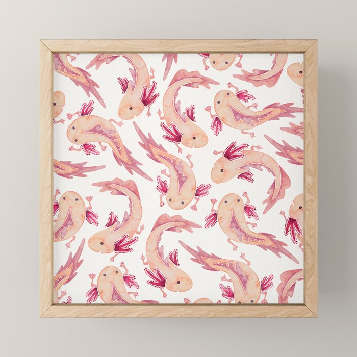 Mexican Axolotls Watercolor Mini Art Print Gallery Image 1