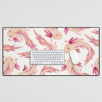 Mexican Axolotls Watercolor Desk Mat Gallery Image 1