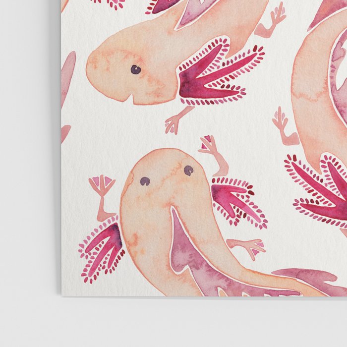 Mexican Axolotls Watercolor Poster Gallery Image 3