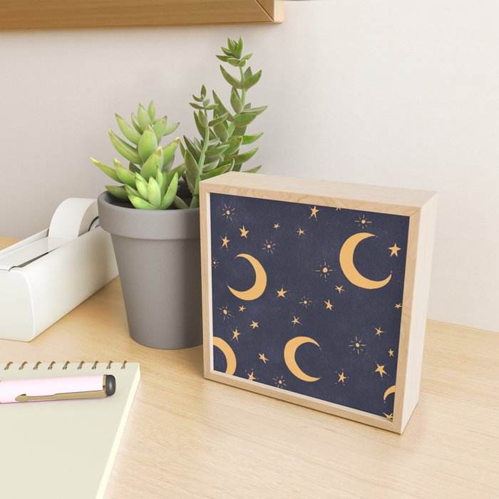 Goodnight Sky - Midnight and gold Mini Art Print Gallery Image 2