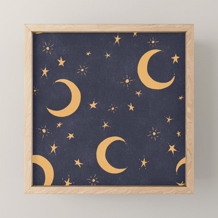 Goodnight Sky - Midnight and gold Mini Art Print Gallery Image 1