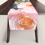 Floral Watercolor Roses Bouquet, Lime Green and Pink Table Runner Gallery Image 1
