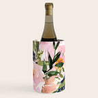Floral Watercolor Roses Bouquet, Lime Green and Pink Wine Chiller Gallery Image 1