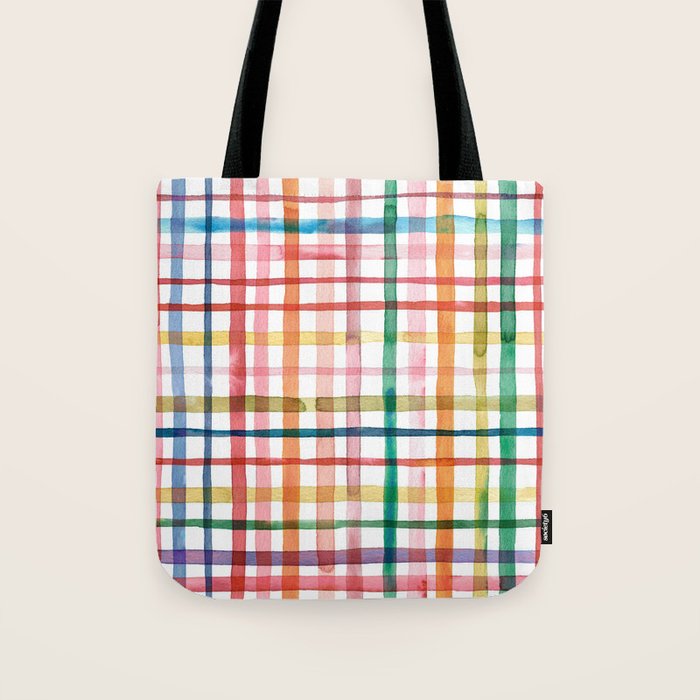 Holiday 2025 Cheerful Plaid Watercolor Gingham Tote Bag Gallery Image 1