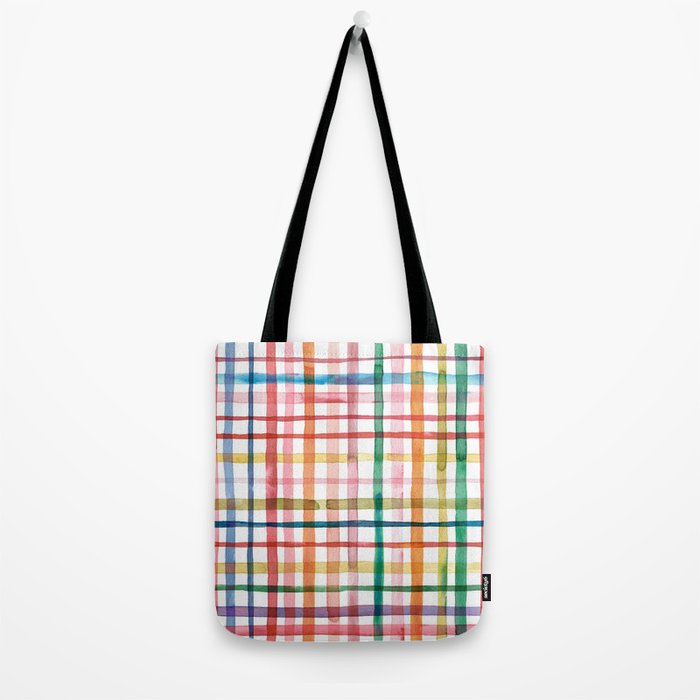 Holiday 2025 Cheerful Plaid Watercolor Gingham Tote Bag Gallery Image 2