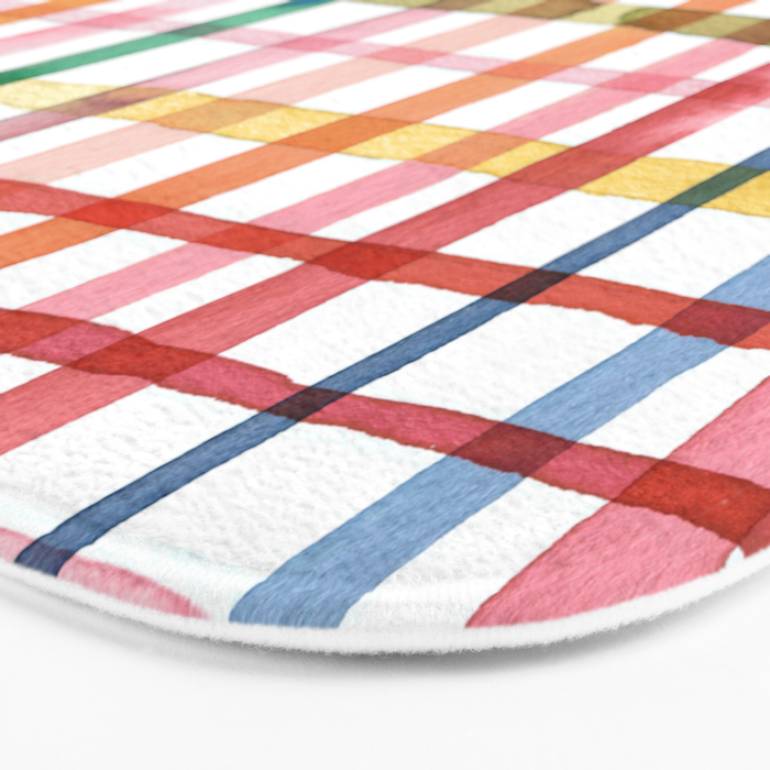  Holiday 2025 Cheerful Plaid Watercolor Gingham Bath Mat Gallery Image 3