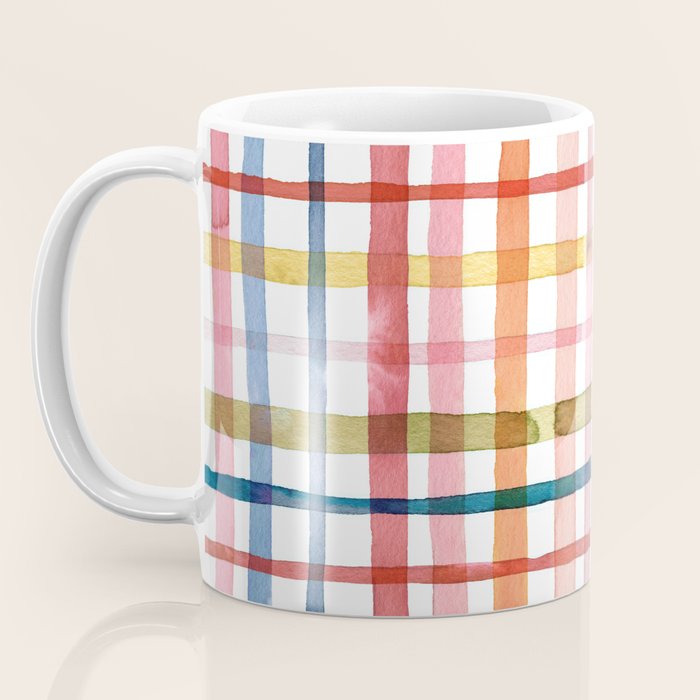  Holiday 2025 Cheerful Plaid Watercolor Gingham Coffee Mug Gallery Image 3