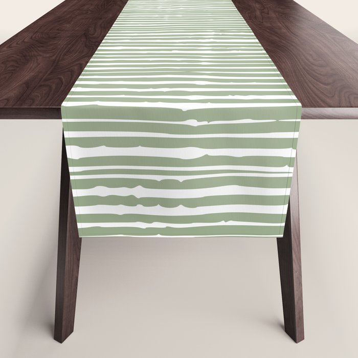 Abstract Stripes, Sage Green, Boho Wall Art Table Runner Gallery Image 1