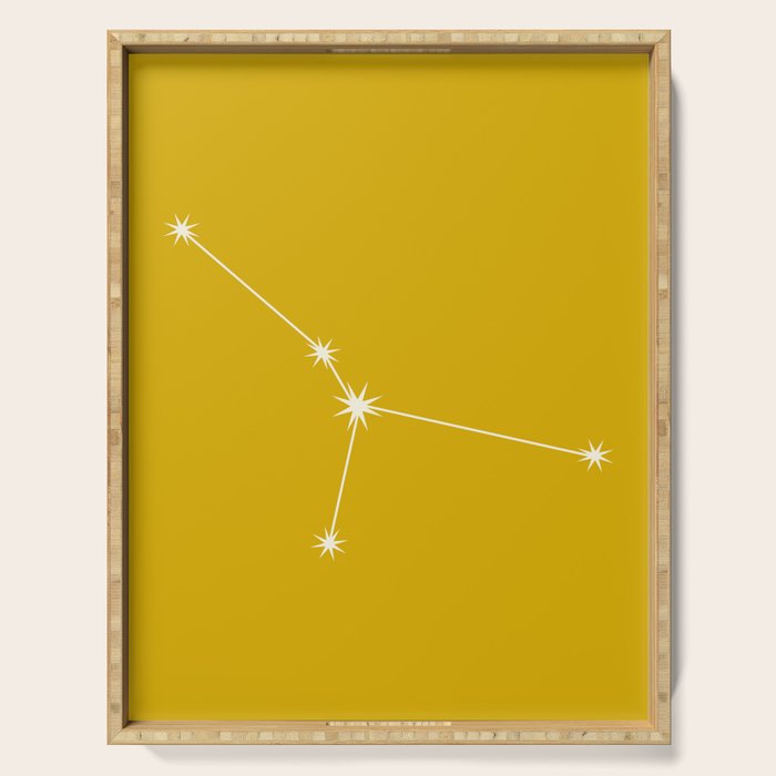 Cancer Zodiac Star Constellation Line Art Golden Yellow Serving Tray Gallery Image 1