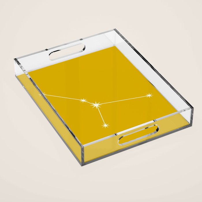 Cancer Zodiac Star Constellation Line Art Golden Yellow Acrylic Tray Gallery Image 1