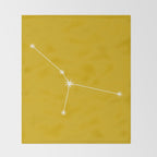 Cancer Zodiac Star Constellation Line Art Golden Yellow Throw Blanket Gallery Image 2