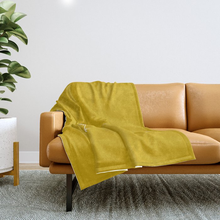 Cancer Zodiac Star Constellation Line Art Golden Yellow Throw Blanket Gallery Image 1