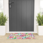 Hand painted pink lavender lilac teal watercolor elegant floral Welcome Mat Gallery Image 3