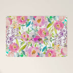 Hand painted pink lavender lilac teal watercolor elegant floral Welcome Mat Gallery Image 1